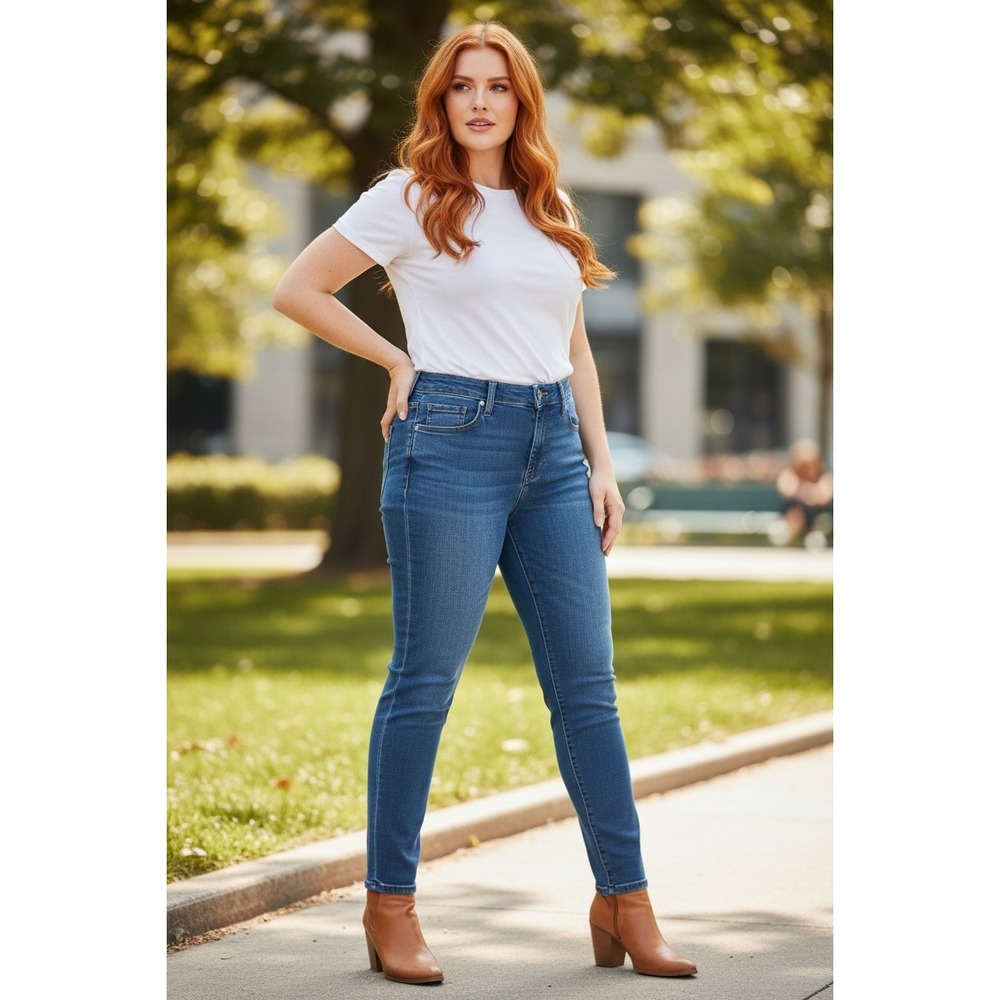 Talbots Sculpt Denim Slim Ankle Jeans Womens Blue Medium Wash High Rise Slim